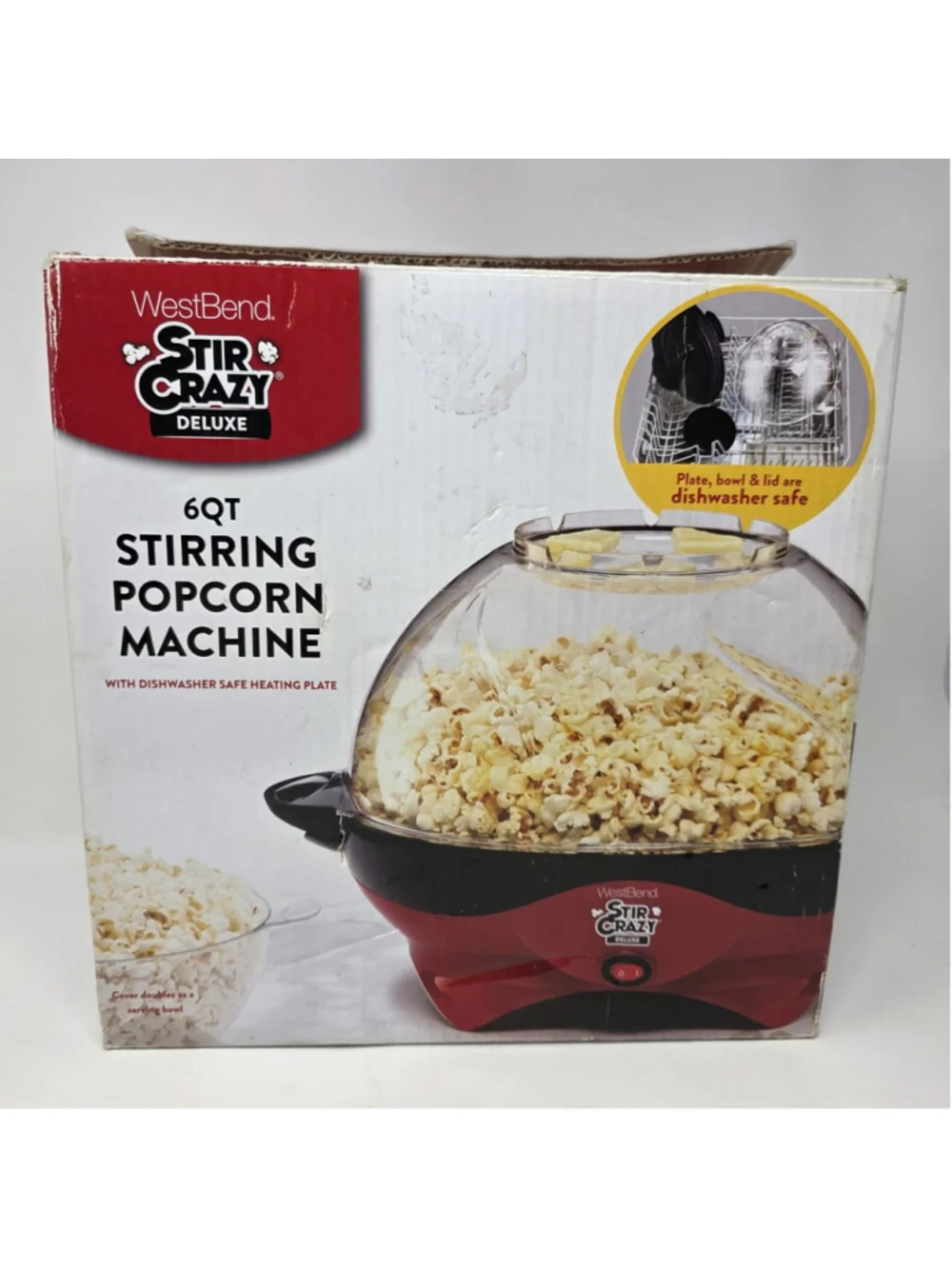 WEST BEND Stir Crazy Deluxe Electric Popcorn Popper Model 82310 NO Butter Lid